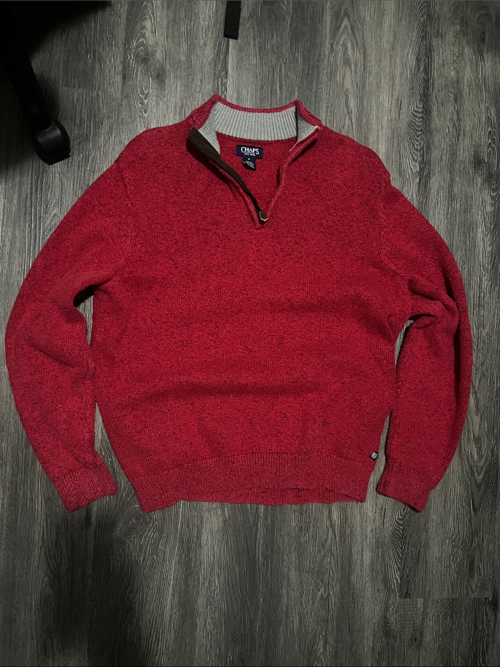 Chaps Men's Red Half-Zip Sweater with Contrast Collar